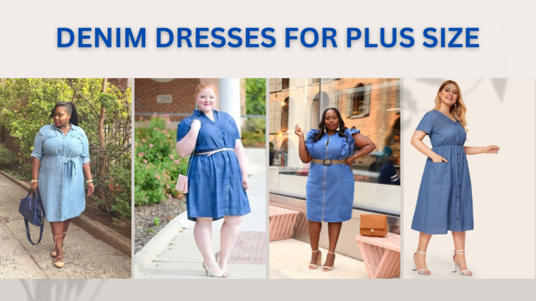 A plus-size denim dress, a stylish fashion choice for all body types.