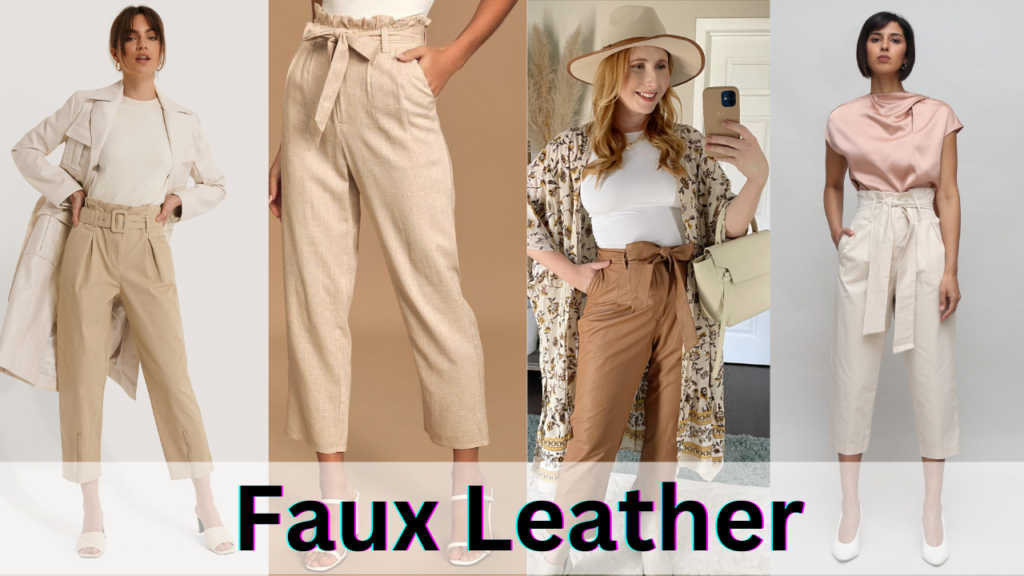 A collection of fashionable faux leather garments, demonstrating the versatility and trendiness of faux leather in the world of fall fashion 2023.