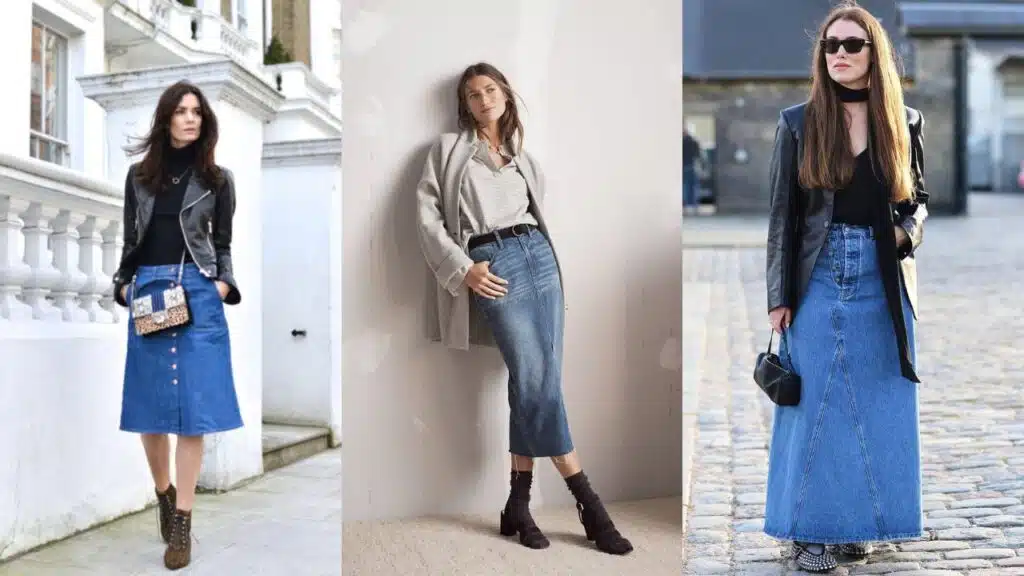 Long denim skirt outfit ideas for 2024: Elevate your style with versatile combinations and on-trend ensembles. 