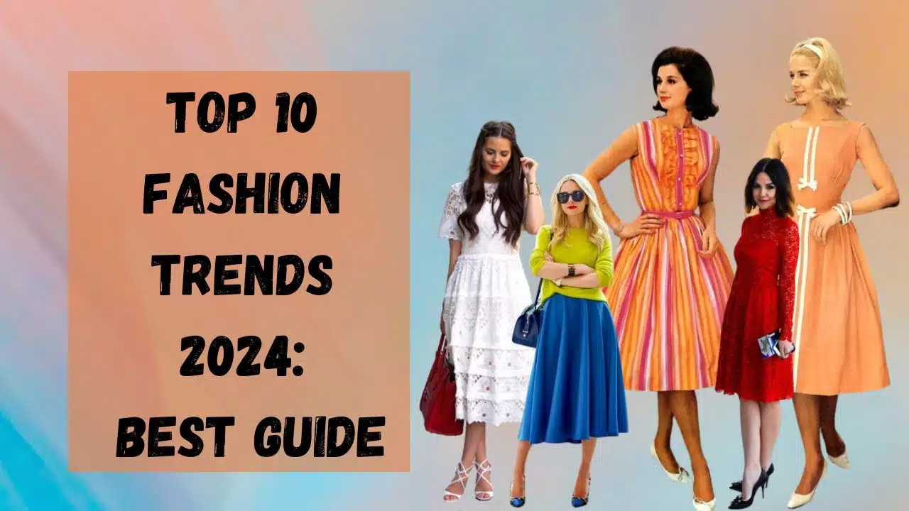 Collage of the latest fashion trends 2024, featuring vibrant colors, innovative designs, and stylish accessories.
