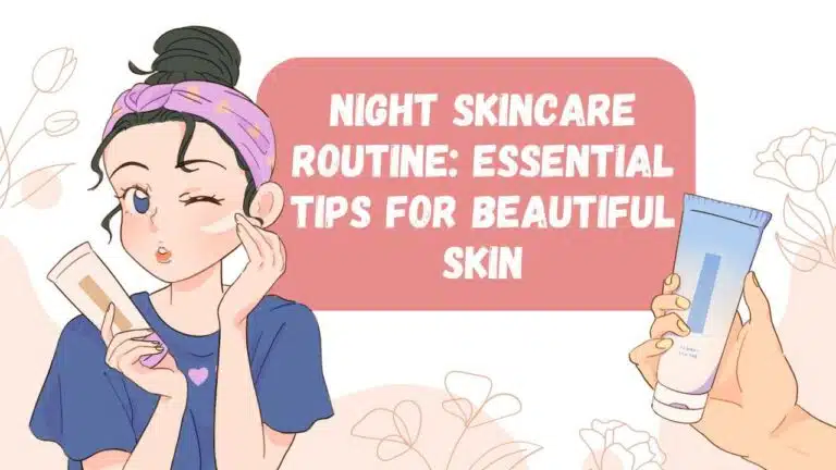A night skincare routine with various skincare products arranged neatly on a counter, emphasizing the importance of skincare for achieving beautiful skin.